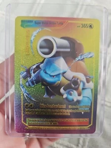 Pokemon Super Water Aero Turtle Rainbow Foil Fan Art Textured Collector Card  - Picture 1 of 5