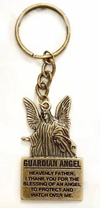 Bronze Guardian Keychain And Prayer Card Charm Keepsake Medal Medallion - Picture 1 of 2
