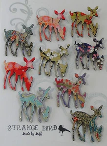 Deer oh deer! brooch reindeer deers doe siamese origami paper oriental wooden - Bild 1 von 10