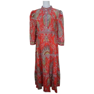 Gretchen Scott The Damsel Plume Midi Dress In Coral Size L - Image 1 of 4