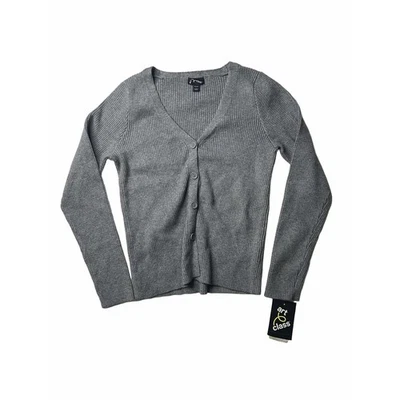 Suéter Cárdigan Art Class Niñas XL Gris Acanalado Tejido Botón Frontal Foto 1 de 3