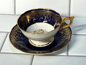 Coalport England Kobaltblau & Gold • Bone China Teetasse & Untertasse Set - Bild 1 von 8