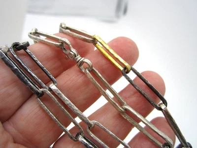 GURHAN шикарный серебро скрепленный 24K золото 30,5 грамм скрепки ожерелье - Изображение 1 из 4