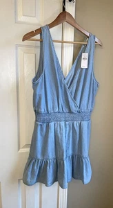 New $49 Large American Eagle Chambray Denim Romper  - Picture 1 of 4