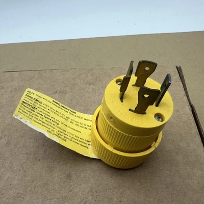 Enchufe macho Eagle L14-20P de bloqueo de 4 clavijas 20A, 125-250 voltios, amarillo, nailon nuevo Foto 1 de 4