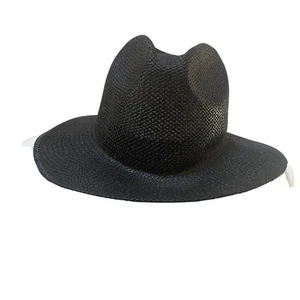 YUPOONG Sombrero de Paja Negro Rígido Hecho en Corea Ala Ancha Estilo Fedora Sombrero de Vaquero - Imagen 1 de 12