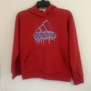 Adidas Boys Hoodie Size Medium 10/12 Hooded Pullover Fleece Sweatshirt Logo - Picture 1 of 6