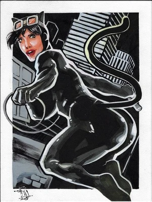 💥Catwoman (09"x12") original comic art by Rick Whatson - TramaStudio💥 - Image 1 of 4