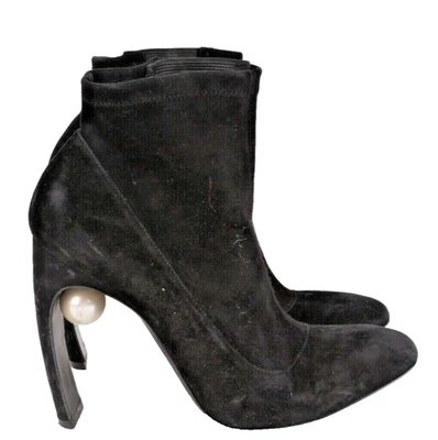 Nicholas Kirkwood Mira Leather Embellished Black Suede Ankle Boots Size 3 - Image 1 of 4