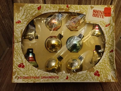 Shiny Brite Mercury Glass Christmas Ornaments Vintage, Colorful, 10-Pack - Image 1 of 4