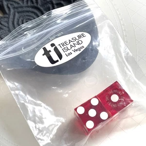 2er Set durchsichtige rote Di Würfel Schatzinsel Las Vegas groß 7/8" mit Etikett - Bild 1 von 3