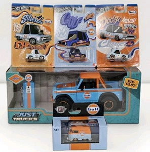 Gulf Lot Of 5 Jada Just Trucks 1973 Ford Bronco 1:24 + Hot Wheels Tooned + M2 M. - Picture 1 of 22