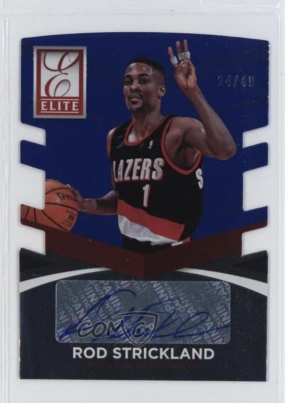 2014 Panini Donruss Elite Status Signatures Blue Die-Cut /49 Rod Strickland Auto - Image 1 of 2