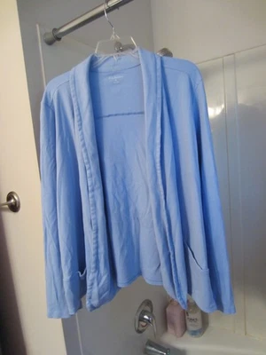 pre-owned women's long sleeve open cardigan Kim Rigers Size XL light blue pkts - Image 1 of 4