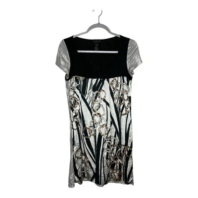 Vestido Custo Barcelona Mujer Talla 3 EE. UU. Mediano Negro Plata Mezcla Seda Lentejuelas Y2K Foto 1 de 4