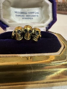 momento mori skull triplets goldfarben ring - Bild 1 von 6