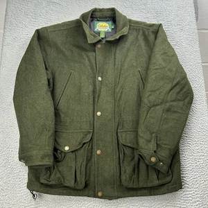 CABELAS Mackinaw Jacket Mens Large Green Alpaca Wool Hunting Coat Pockets VTG - Picture 1 of 6