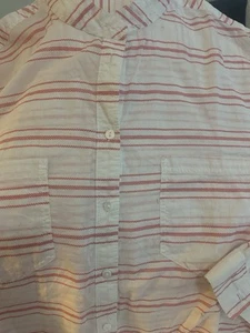 orvis sz large cool thin white top cotton with red line stripes 2 front pockets - Picture 1 of 6