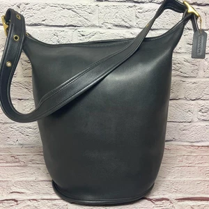 COACH 9085 Old Vintage Shoulder Bag Bucket Style Leather 2way Black Good - Picture 1 of 10
