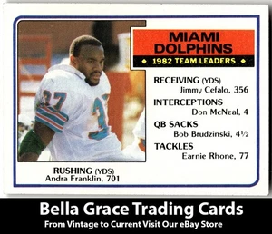1983 Topps #308 Andra Franklin Miami Dolphins Team Leaders NFL Football - Picture 1 of 2