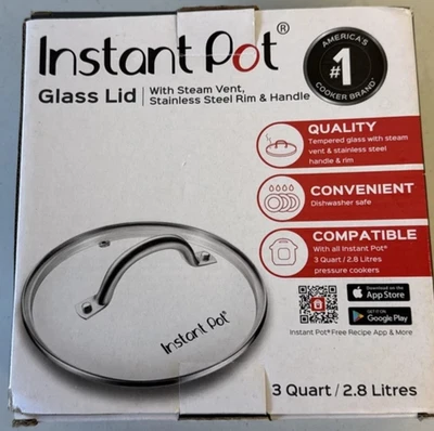 NUEVO Genuino Instantáneo Olla 7.6" Tapa de Vidrio Templado Ventilación de Vapor Transparente Mini 3 Cuartos Foto 1 de 4