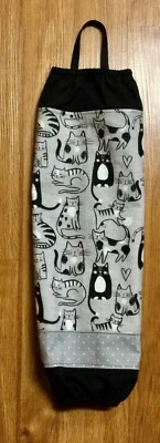 Ручной/домашний держатель для продуктовых магазинов; КОШКИ из черной и серой фланели (#1G), БЕСПЛАТНАЯ доставка - Изображение 1 из 4