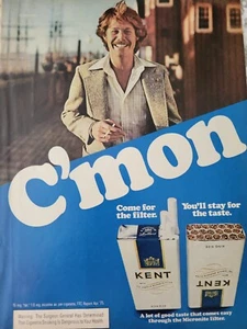 1975 handsome man mustache suit smoking Kent cigarette vintage ad - Picture 1 of 1
