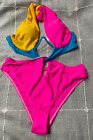 Women's Bathing Suit One-Piece Color block cut-out tie back underwire. Size XL