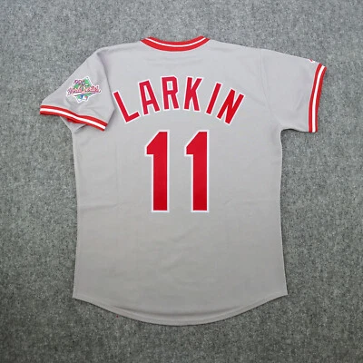Barry Larkin 1990 Cincinnati Reds World Series Men's Grey Cooperstown Jersey - Image 1 of 4
