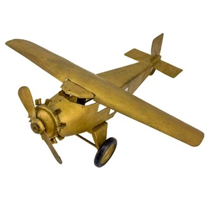 GOLD Turner Toys Pressed Steel Airplane Plane Man Cave Pull Toy Steelcraft BIG! - Picture 1 of 24