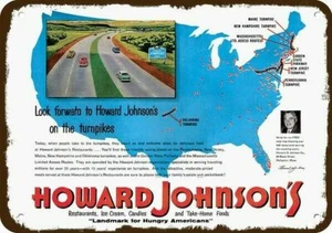 1954 HOWARD JOHNSON'S Restaurant Map Vintage-Look DECORATIVE REPLICA METAL SIGN - Picture 1 of 1
