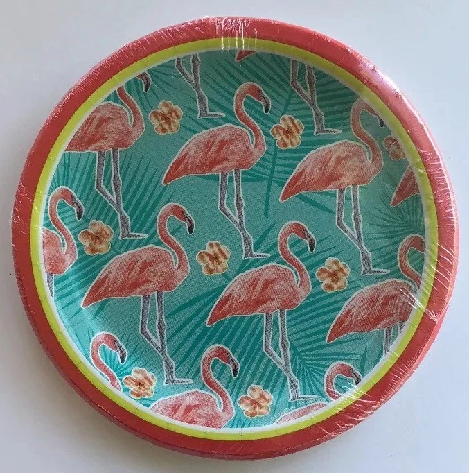 Platos de cóctel flamenco papel Florida Hawaii fiesta de cumpleaños graduación rosa 8/ Foto 1 de 4