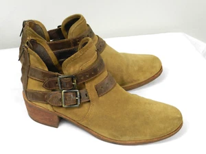 UGG Boots Damen 10 Stiefeletten Beige Leder Absatz Freizeit Schnalle - Bild 1 von 14