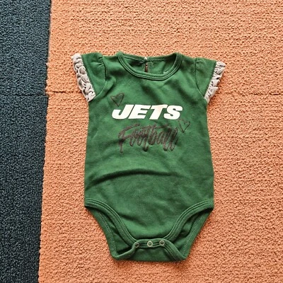 Romper bebê recém-nascido New York Jets meninas 0-3m verde logotipo futebol infantil W3a - Imagem 1 de 4