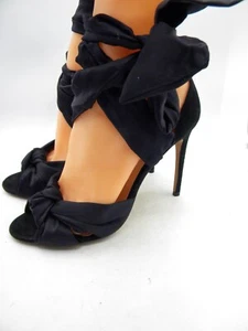 Alexandre Birman Black Tie-Up Sandals Heels Size EU 37.5 US 7 $595 - Picture 1 of 24