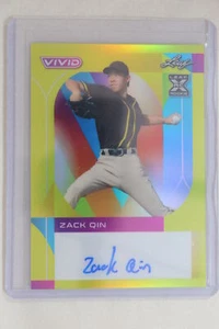 Zack Qin - 2022 Leaf Vivid Baseball Base Autograph Yellow #6/50 - Picture 1 of 2