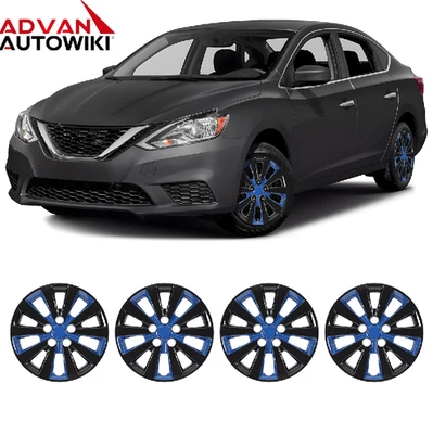 4pcs/set 16''Wheel Rim Cover Hubcaps For2013-19 NISSAN SENTRA Black&Blue Lacquer - Изображение 1 из 4