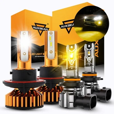 For Jeep Liberty 2008-2012 AUXBEAM H13 LED Headlight White+9145 Fog Light Amber - Image 1 of 4