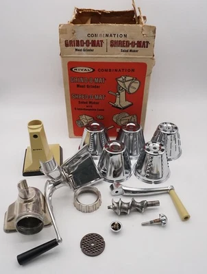 Rival 395 Meat Grind-O-Mat Salad Grinder Yellow Base - Image 1 of 4