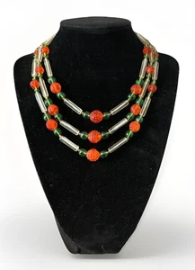 Vintage West Germany Multistrand Obst Salat Glas Halskette Multicolor Statement - Bild 1 von 10