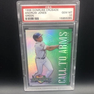 1998 DONRUSS LEAF CRUSADE GREEN CALL TO ARMS ANDRUW JONES PSA 10 GEM MINT #/250 - Picture 1 of 2