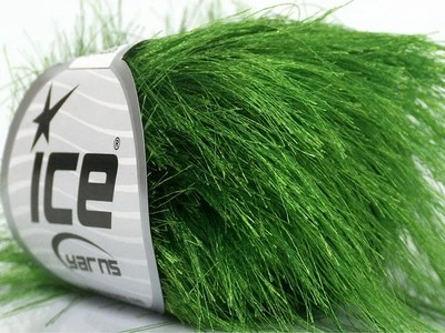 38Yd Grass Green Extra Long Eyelash Yarn #43040 Ice Luxurious Fun Fur 50 Gram - Image 1 of 4