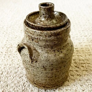 Studio Art Pottery Kanister Kegel Kerzenhalter grün braun gesprenkelt Steinzeug - Bild 1 von 11