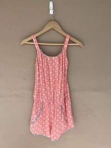 Cherokee Girls Summer Jumper Romper Orange Geometric Aqua Trim L 10/12 - Picture 1 of 4