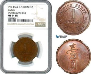AI420, British North Borneo, 1 Dollar ND, Pre 1924, NGC PF64BN - Picture 1 of 1
