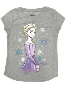 Jumping Beans Disney Frozen Girls Gray Sparkle Elsa Snowflake T-Shirt Shirt 7 - Picture 1 of 1