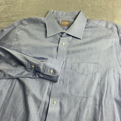 Gitman Bros Vintage Blue Striped Oxford Button Down Shirt 17.5 34 Made in USA - Image 1 of 4