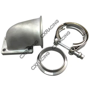 Stainless 90 Deg Elbow Adapter Flange Tube + 2.5" Vband For T2 T25 T28 Turbo - Picture 1 of 4