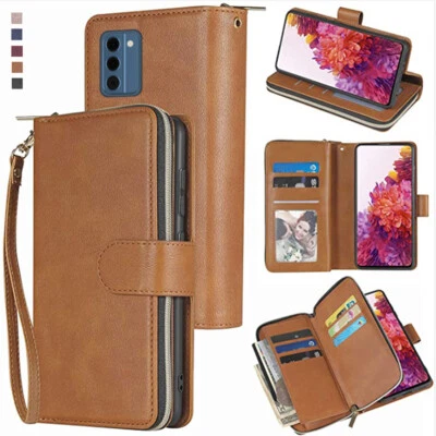 For Nokia C300 Wallet Case 9Card Zipper Slots Kickstand Flip Leather Phone Case - Image 1 of 4