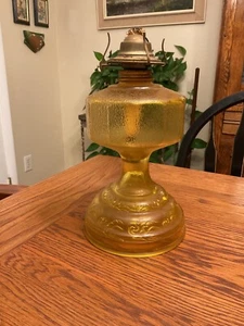 VTG P&A (Plume & Atwood) Risdon Amber Glass Oil Lamp - Picture 1 of 7
